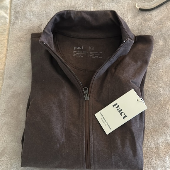 Pact Women’s Organic Cotton Chocolate Heather Purefit Slim Zip Up (M) BNWT - Picture 4 of 11